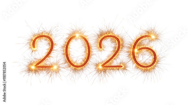 Obraz Happy New Year 2026 3d rendering Text Effect banner or poster card design