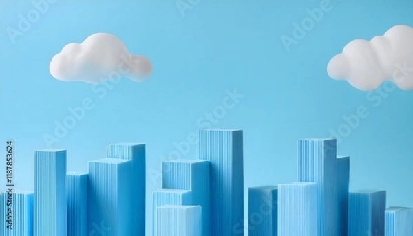 Fototapeta Goal of life, growth and, motivation concept: Cityscape growing vertically into the sky, urban growth and motivation.