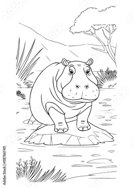 Obraz colouring_book_hippo.eps