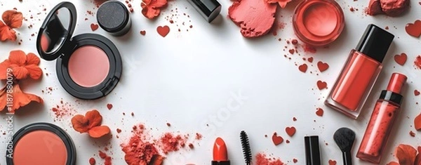 Fototapeta Playful Cosmetics-Themed Frame with Cartoon-Style Elements for Cheerful Message in HD