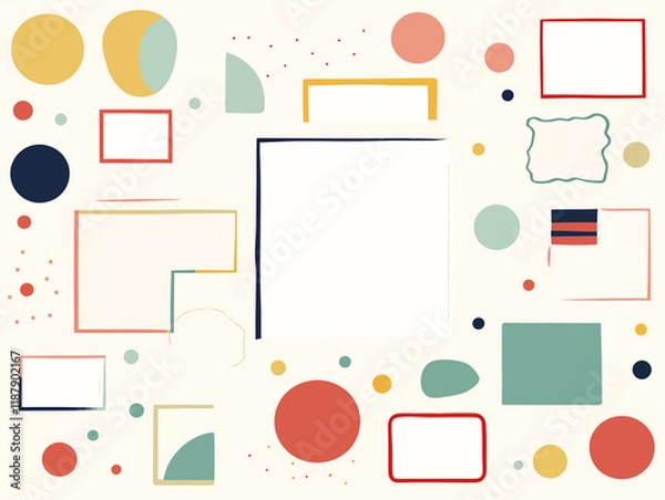 Obraz Colorful squiggle flowers frame pattern white background