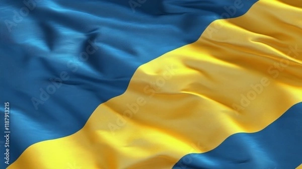 Fototapeta Close-up view of Sweden national flag waving in the wind Scandinavian country located in northern Europe