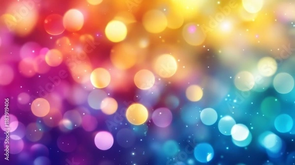 Fototapeta Vibrant multicolored bokeh pattern with soft glowing lights