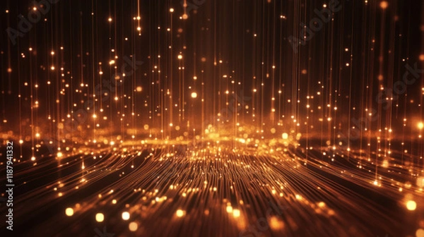 Obraz Prompt: Abstract technological background showcasing big data networks and digital information highways, featuring glowing nodes and lines in a minimalist, clean 4K design