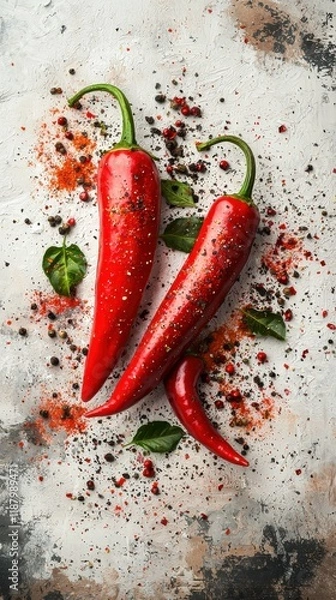 Obraz Fresh red peppers on white background culinary delight food minimalist style isolated view healthy ingredients