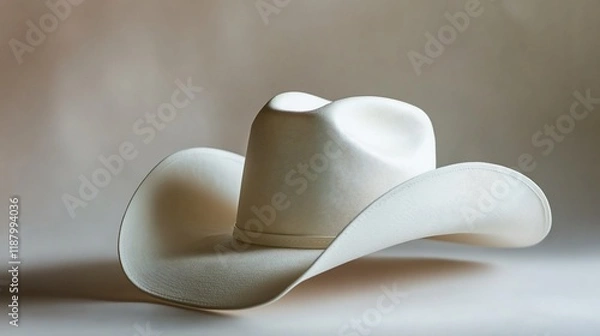 Obraz A white cowboy hat displayed elegantly against a soft background.