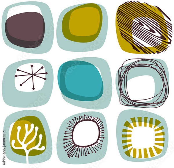 Fototapeta 1960s styled abstract shapes, eps0 vector