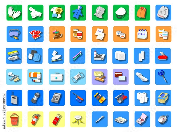 Obraz 防災グッズ　アイコン　色分類