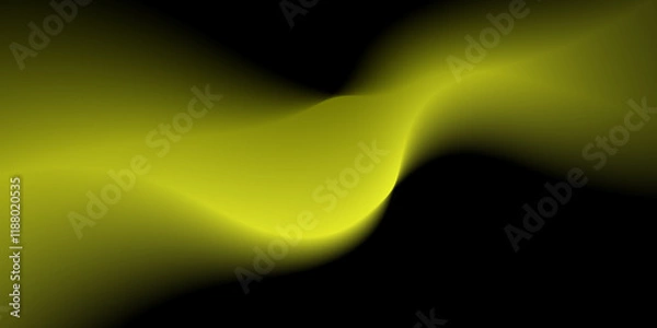 Fototapeta Abstract flowing gradient of yellow over black background with smooth curved lines