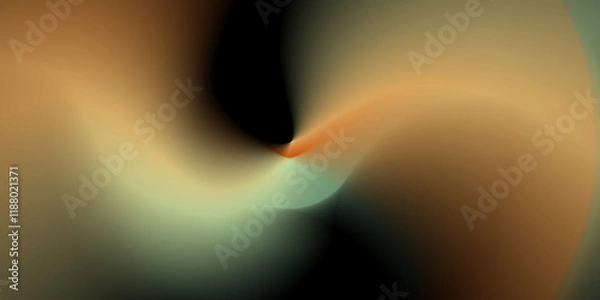 Fototapeta Abstract swirling gradient background with muted orange, green and black hues