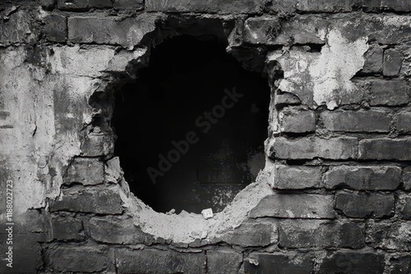 Fototapeta Urban Brick Wall Hole Destruction Background Texture