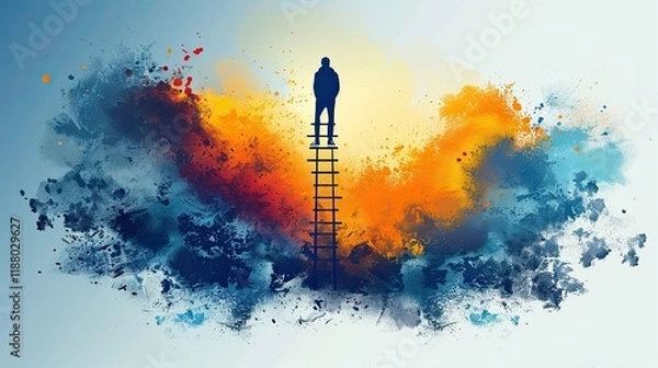 Obraz Failing Forward: A ladder with missing rungs but a determined climber