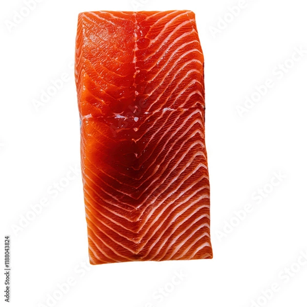 Fototapeta Fresh salmon fillet transparent background culinary showcase studio setting