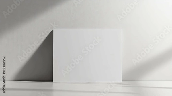 Fototapeta Blank Canvas: Minimalist White Panel with Subtle Shadow Play