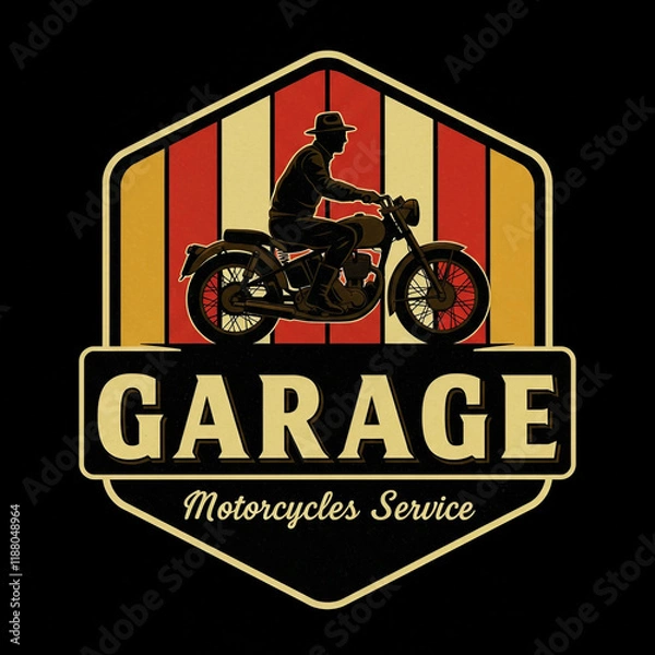Fototapeta Motorcycle company vintage label. Vintage automotive sign.