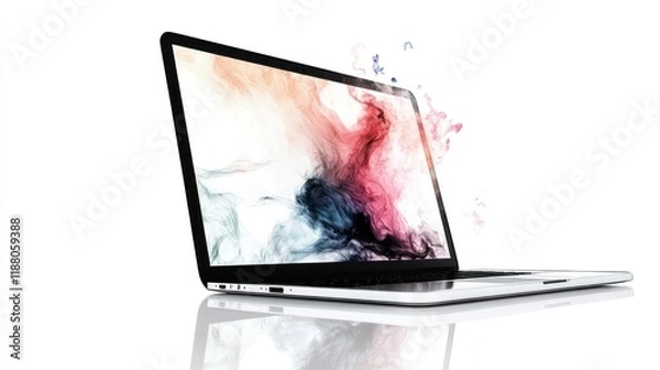 Obraz Vibrant Abstract Art on a Sleek Modern Laptop