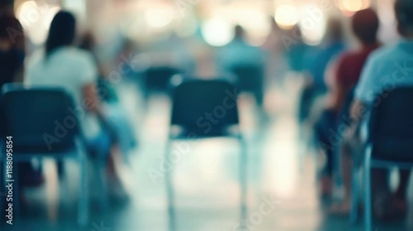 Fototapeta Crowded hospital waiting room with patients and medical staff, showcasing healthcare challenges and the importance of efficient medical services in modern society.