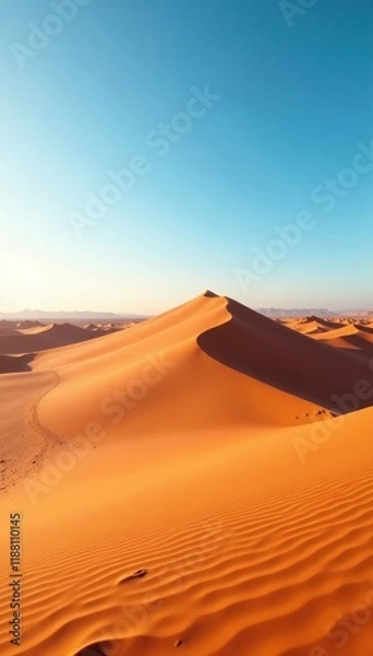 Obraz Vast, undulating Sahara sand dunes under clear sky, topography, Sahara desert