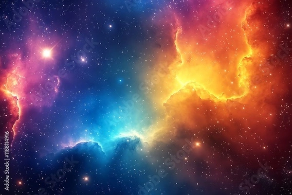 Fototapeta Nebula with vibrant colors and star clusters