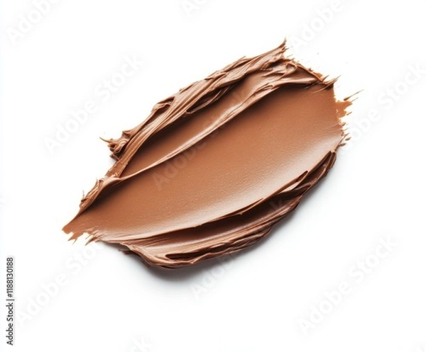 Fototapeta Brown cream spread displayed on a white background, highlighting its smooth texture and rich color