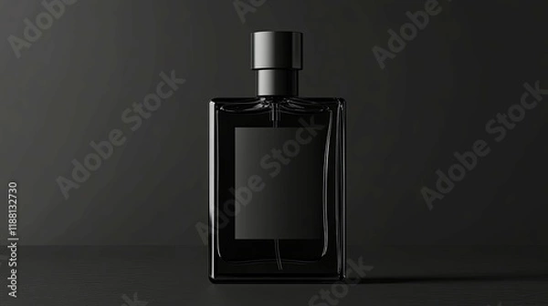 Fototapeta Elegant Black Perfume Bottle: Minimalist Design, Dark Mood