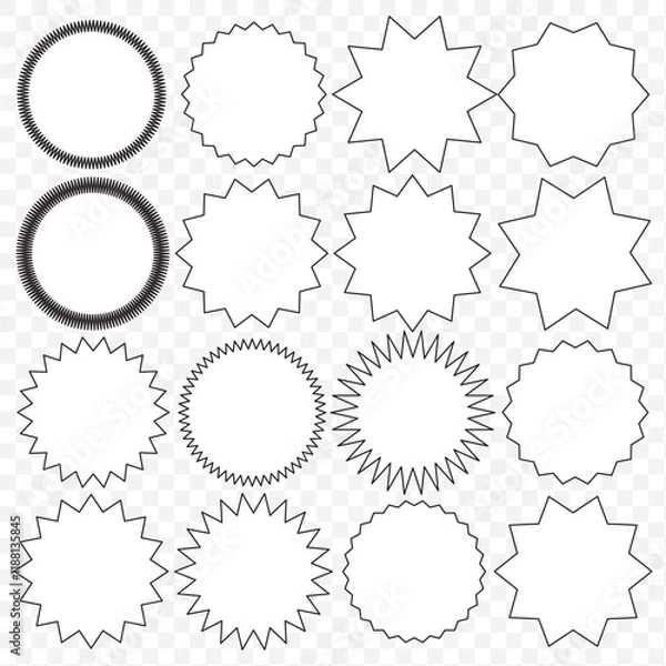 Fototapeta Abstract Twinkle Sparkle stars icons collection. Spark asterisk shapes set. Black silhouette. Starburst Bling magic shine effect. Simple retro style Element for card, banner, icon, logo, poster design