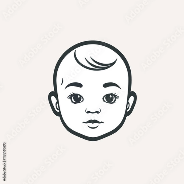 Fototapeta A simple cute baby face vector illustration inside a circle, suitable for child-related designs.