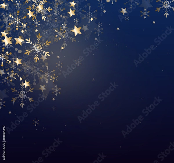 Obraz Christmas background with golden decoration