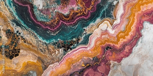 Fototapeta Vibrant and stunning marble showcasing intricate patterns and vivid colors. This beautiful marble features unique variations, making each piece of this beautiful marble truly one of a kind.