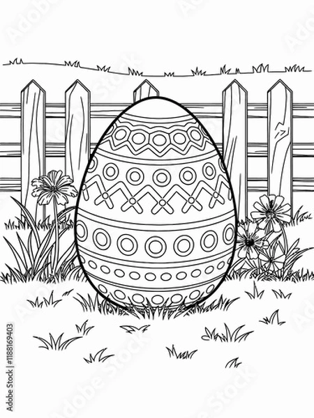 Obraz happy easter, easter bunny coloring page. 300dpi printable. vol 1.