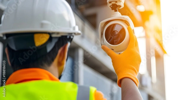 Obraz Worker Installing CCTV Camera
