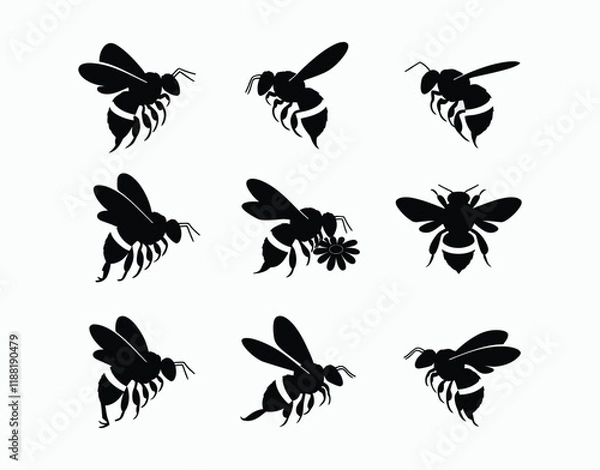 Fototapeta Abstract Bee Silhouette Collection Vector Template