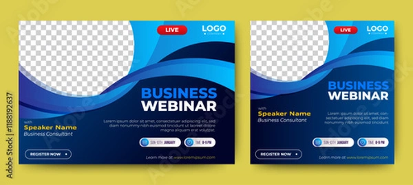 Fototapeta Marketing Strategies live webinar banner invitation and social media post template. Business webinar invitation design