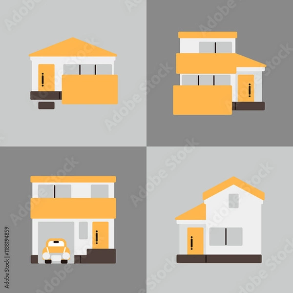 Obraz シンプルな家のアイコンセット