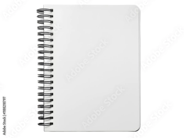 Fototapeta Empty Spiral Notebook Mockup on Minimalist Workspace Desk