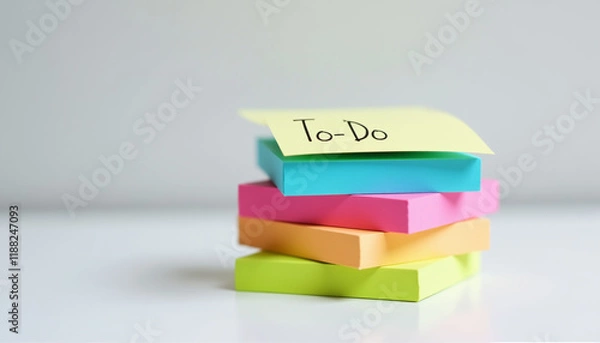 Obraz Colorful Sticky Note Stack with "To-Do" on Minimalist Desk