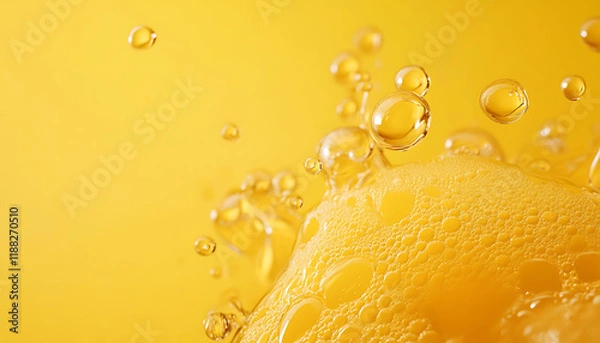 Fototapeta A juicy orange splash captured mid-motion with vibrant yellow liquid droplets. The scene is refreshing and energetic. Background