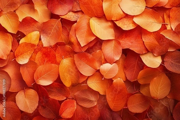 Fototapeta Orange fall leaves in park, autumn natural background with generative ai