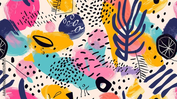 Fototapeta Vibrant abstract pattern with various shapes and colors 