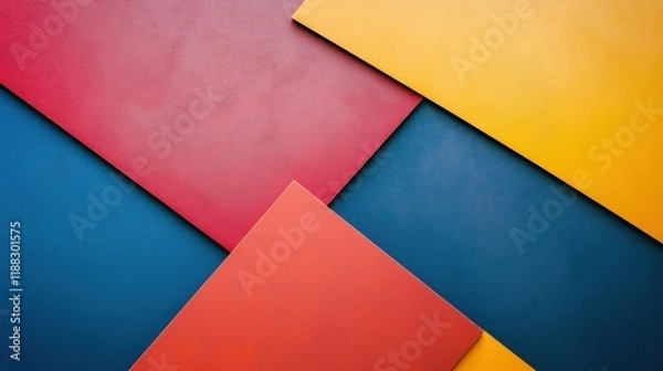 Fototapeta Vibrant abstract geometric wallpaper, bold colors, dynamic shapes, modern aesthetic, perfect for digital backgrounds or creative projects