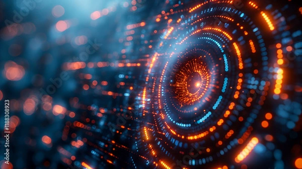 Fototapeta Visual representation of abstract digital data with glowing patterns. Generative AI