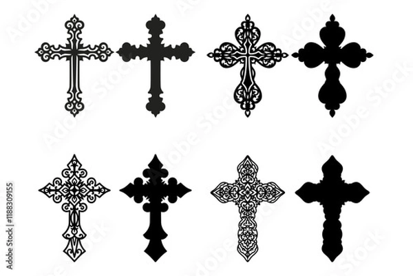 Fototapeta Christian Cross SVG Bundle, Cross Vector Template, Easter Decoration, Cross Laser Model, Filigree Christian Cross SVG cut Files