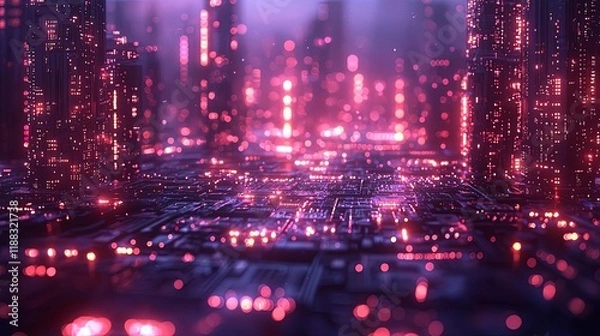 Fototapeta IoT Network: Glowing Devices and Data Nodes