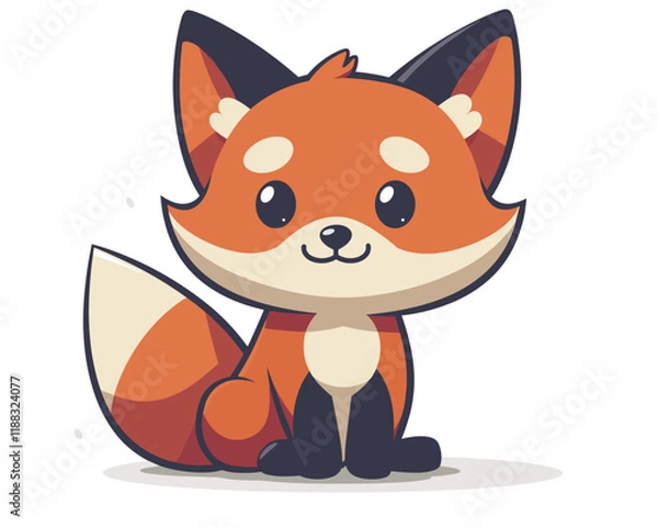 Fototapeta Cute red fox. Vector illustration of a cartoon character