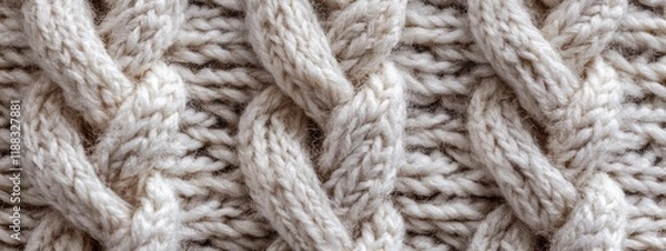 Fototapeta Knitted Fabric Detail, intricate texture, visible stitches, warm tones, cozy atmosphere, inviting craftsmanship