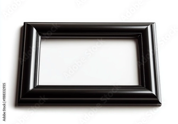 Fototapeta Black rectangular picture frame isolated on white background. (1)