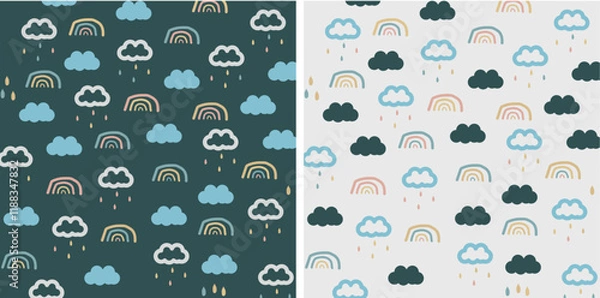 Obraz Seamless Cloud and rainbow Pattern