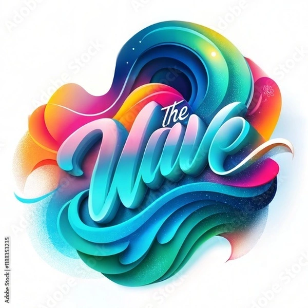 Fototapeta Vibrant 3D Typography with Flowing Rainbow Colors and Glossy Texture