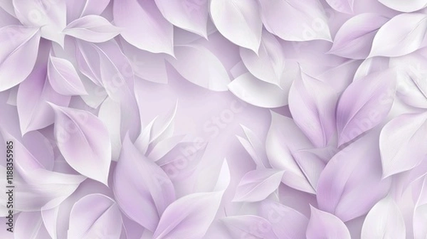 Fototapeta Soft Purple Pastel Wallpaper with Gentle Leaf Patterns