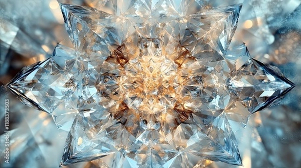 Obraz Stunning Faceted Crystal Structure with Intricate Geometric Patterns